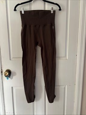 Free People High-Waist Ribbed Waistband Leggings - Brown